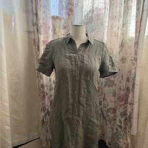 Lucky Brand Short-Sleeve Button-Front Shirt Dress in Gray